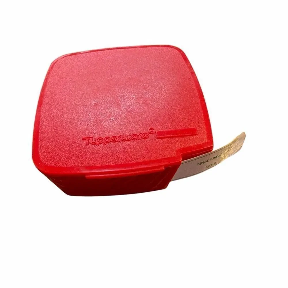 Vintage TUPPERWARE Christmas  Label Stickers Dispenser 1446-3 Red with Labels